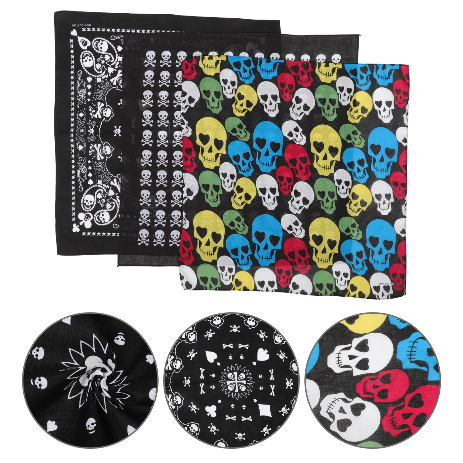3pcs Skull Bandana Multipurpose Bandana Headband  Outdoors Bandana Scarf for Women Men