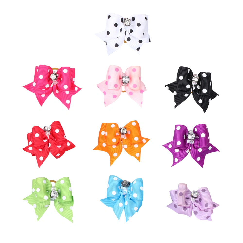 10pcs Beautiful Bowknot Pet Headdress Elastic Dog Hair Band Puppy Hair Tie Cloth Hair Ring (Sexy Type)