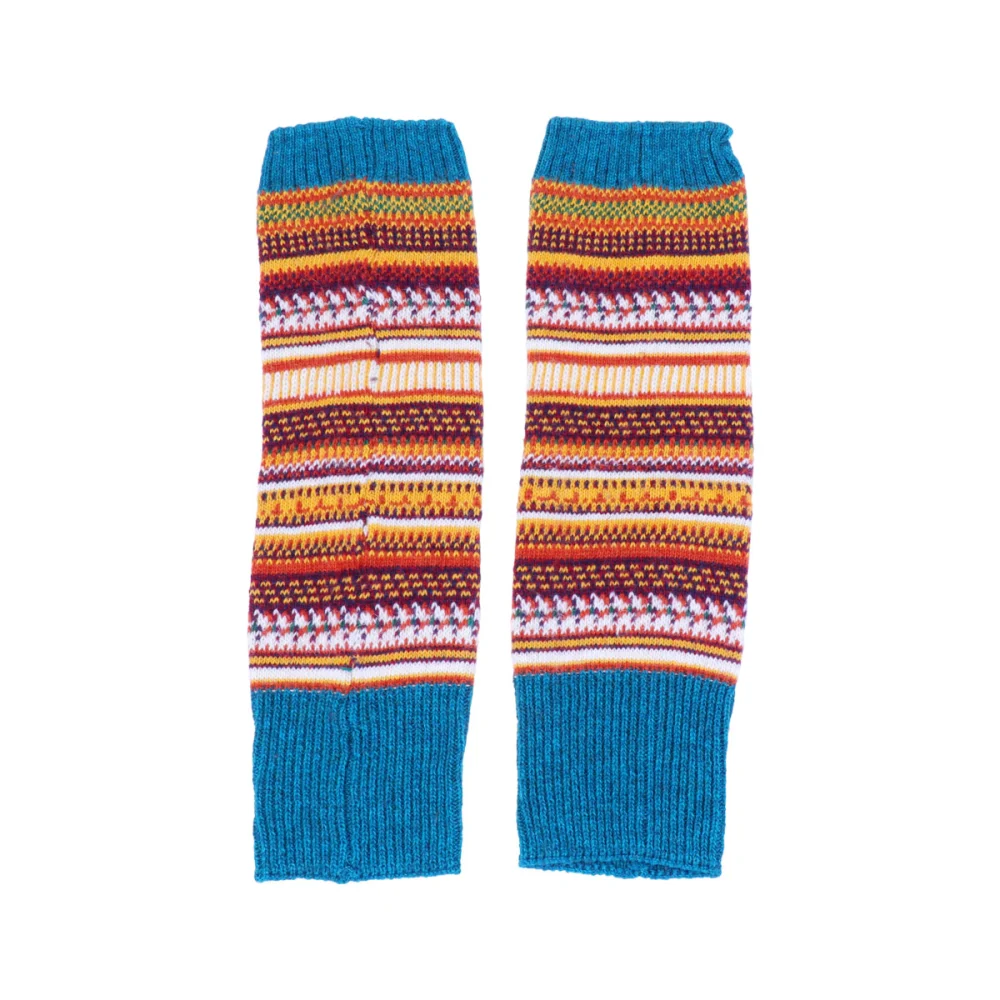 Autumn Winter Warm Socks Stripe Socks Knee Protective Stockings Knitted Girls Socks (Bottom Blue)