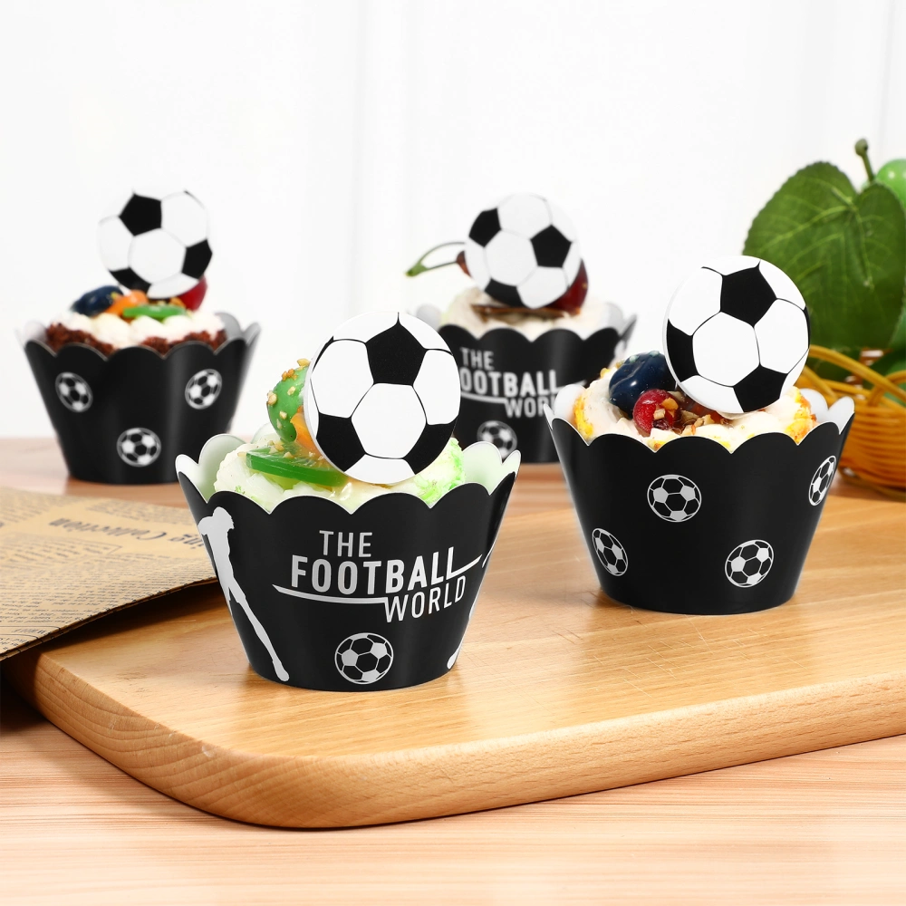 Toyvian 1 Set Football Themed Cupcake Toppers Wrappers Cupcake Toppers Football Design Cake Toppers Wrappers Decors