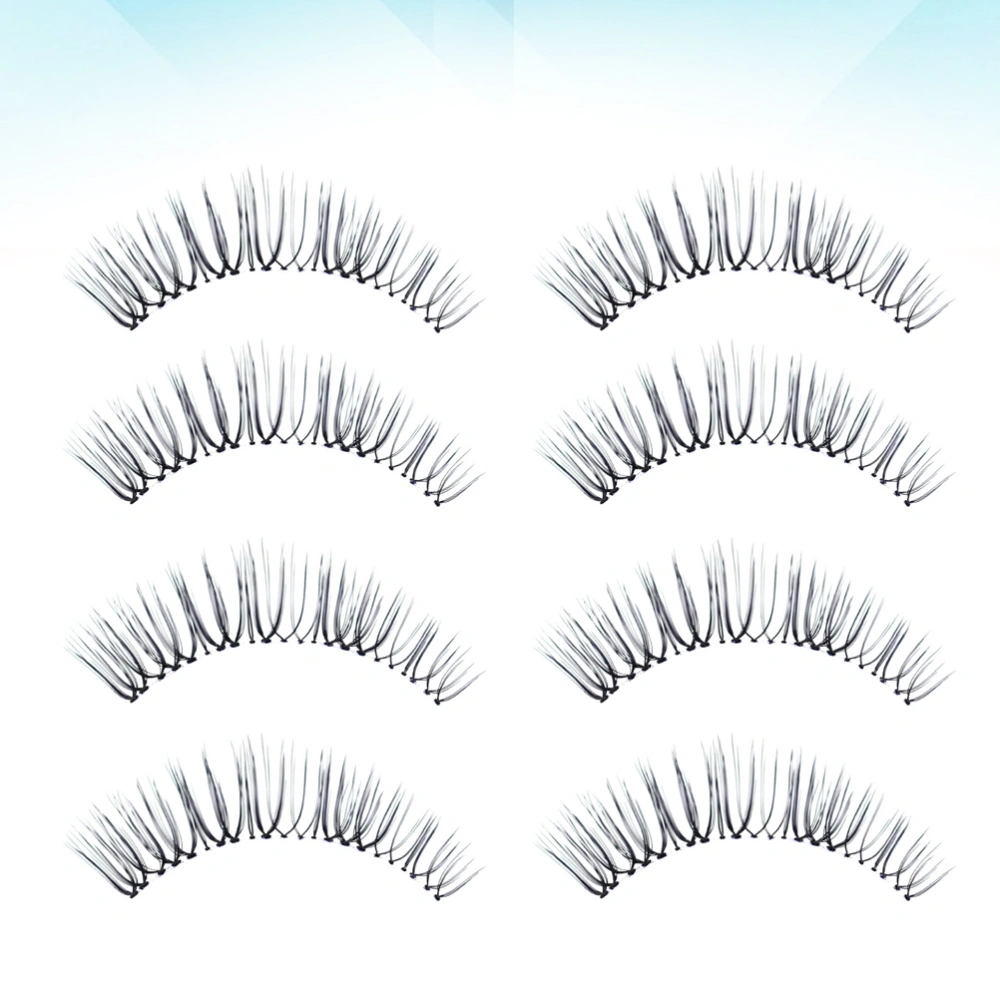 4 Pair Nautural False Eyelashes Lifelike Fake Eyelashes Handmade Fiber Eyelashes for Woman