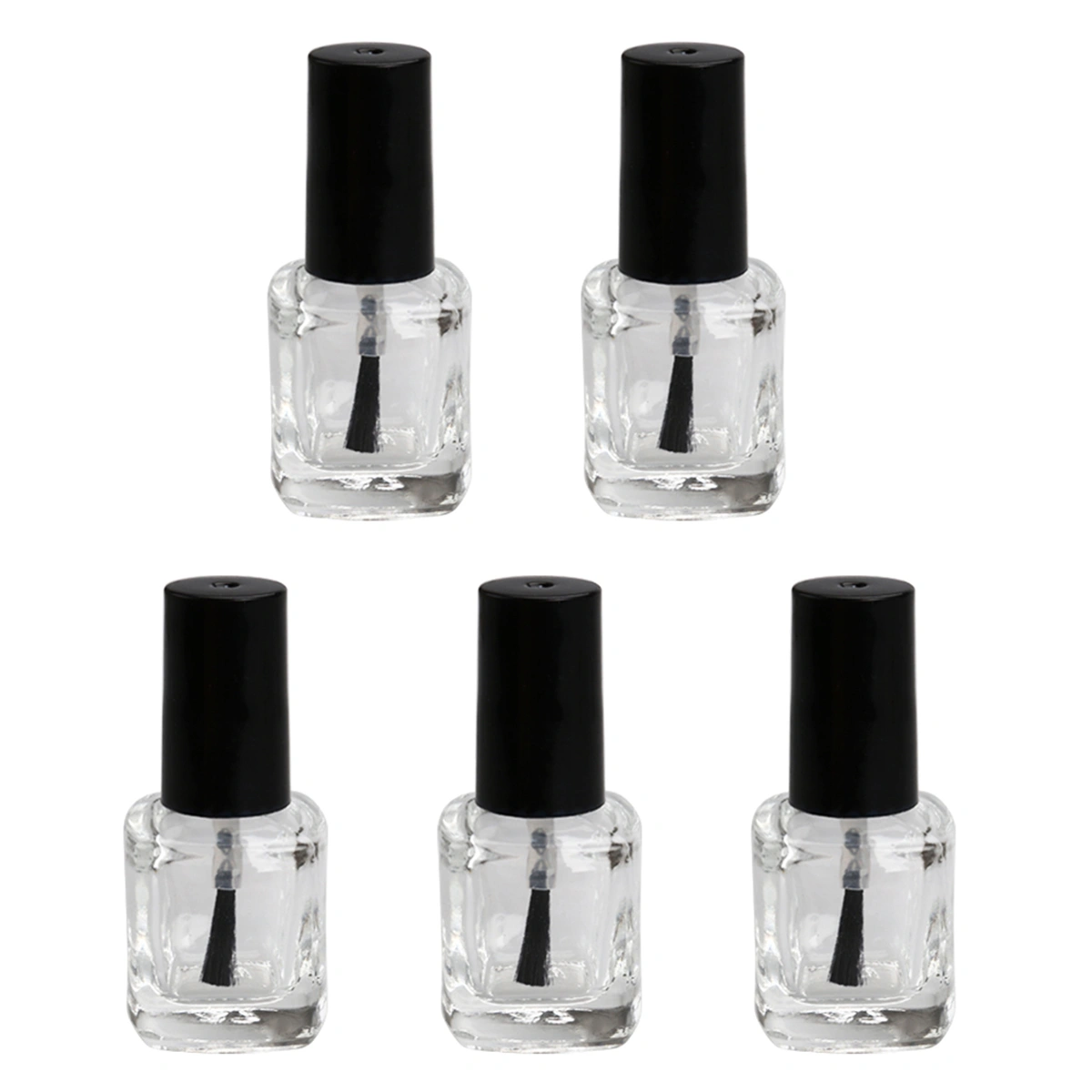 5pcs/pack 5ml Empty Nail Polish Bottle with Brush Inside Square Shaped Clear Nail Polish Container Bottles