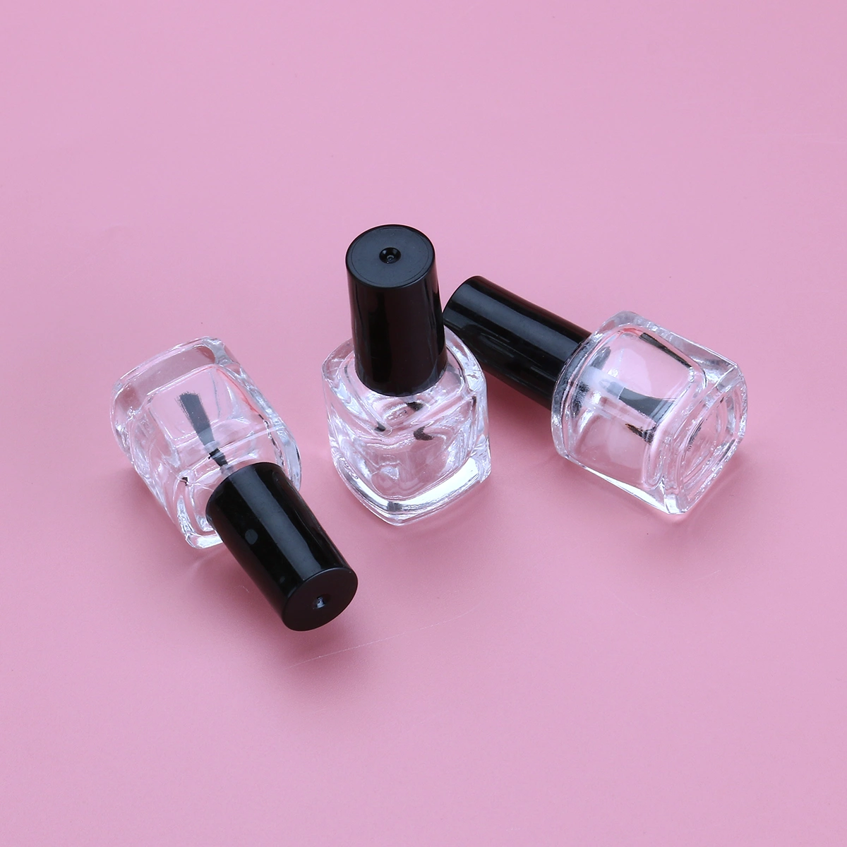 5pcs/pack 5ml Empty Nail Polish Bottle with Brush Inside Square Shaped Clear Nail Polish Container Bottles