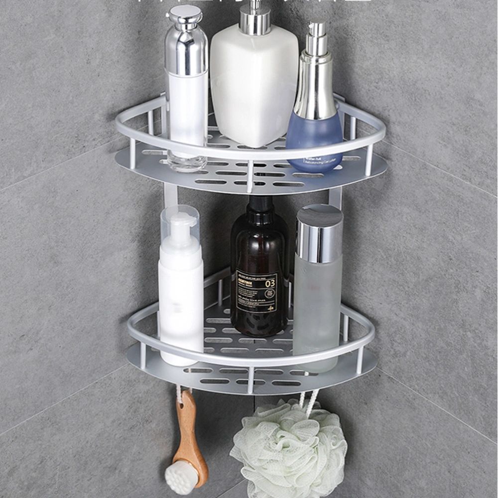 2pcs Kitchen Bathroom Tripod Storage Shelf Punch-free Single-layer Mini Shower Caddy Shelf Stainless Steel Polished Finish Shelf