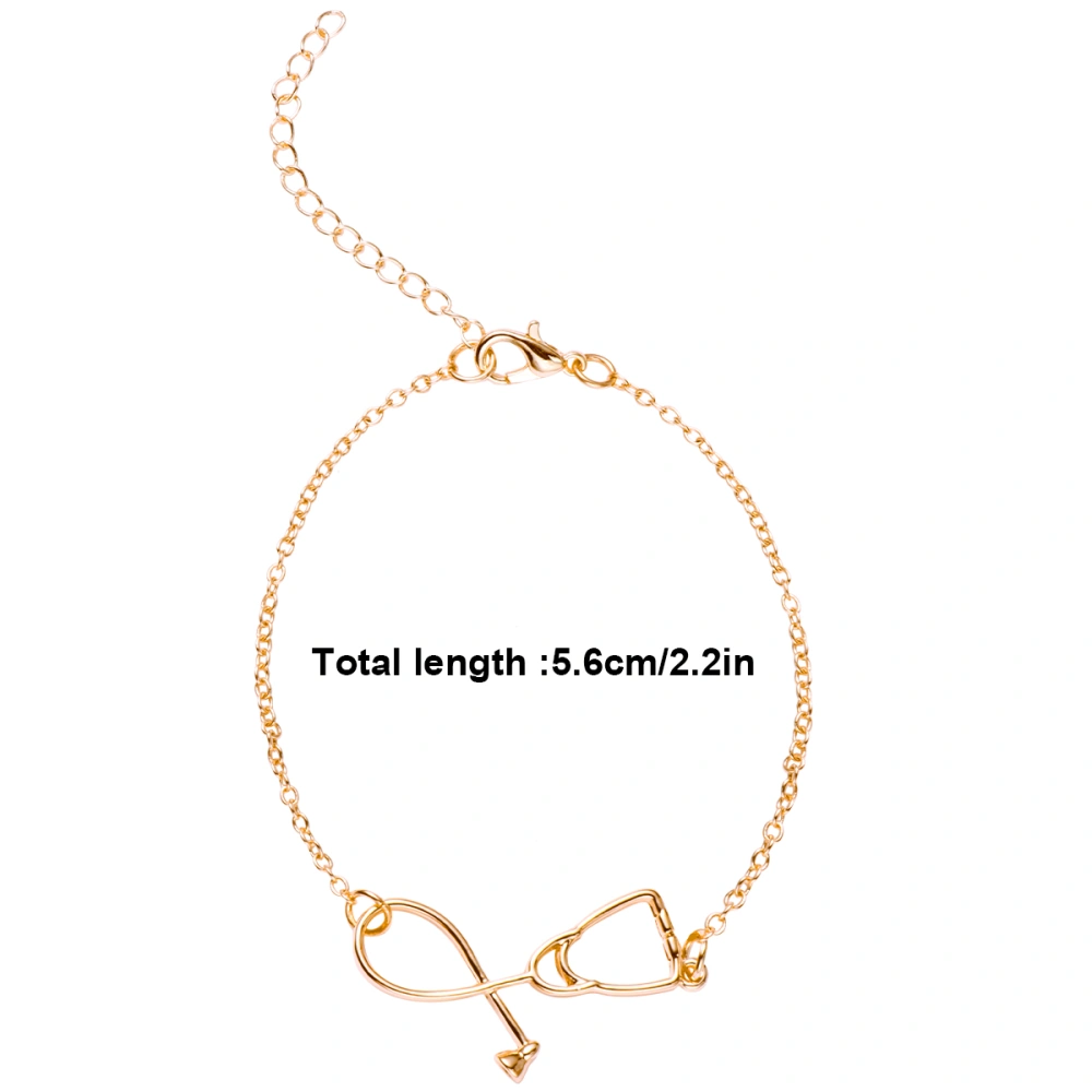 2pcs Golden Creative Bracelet s Day Wristband Stethoscope Hand Chain Jewelry Souvenir Wrist Chain Decor for Girl