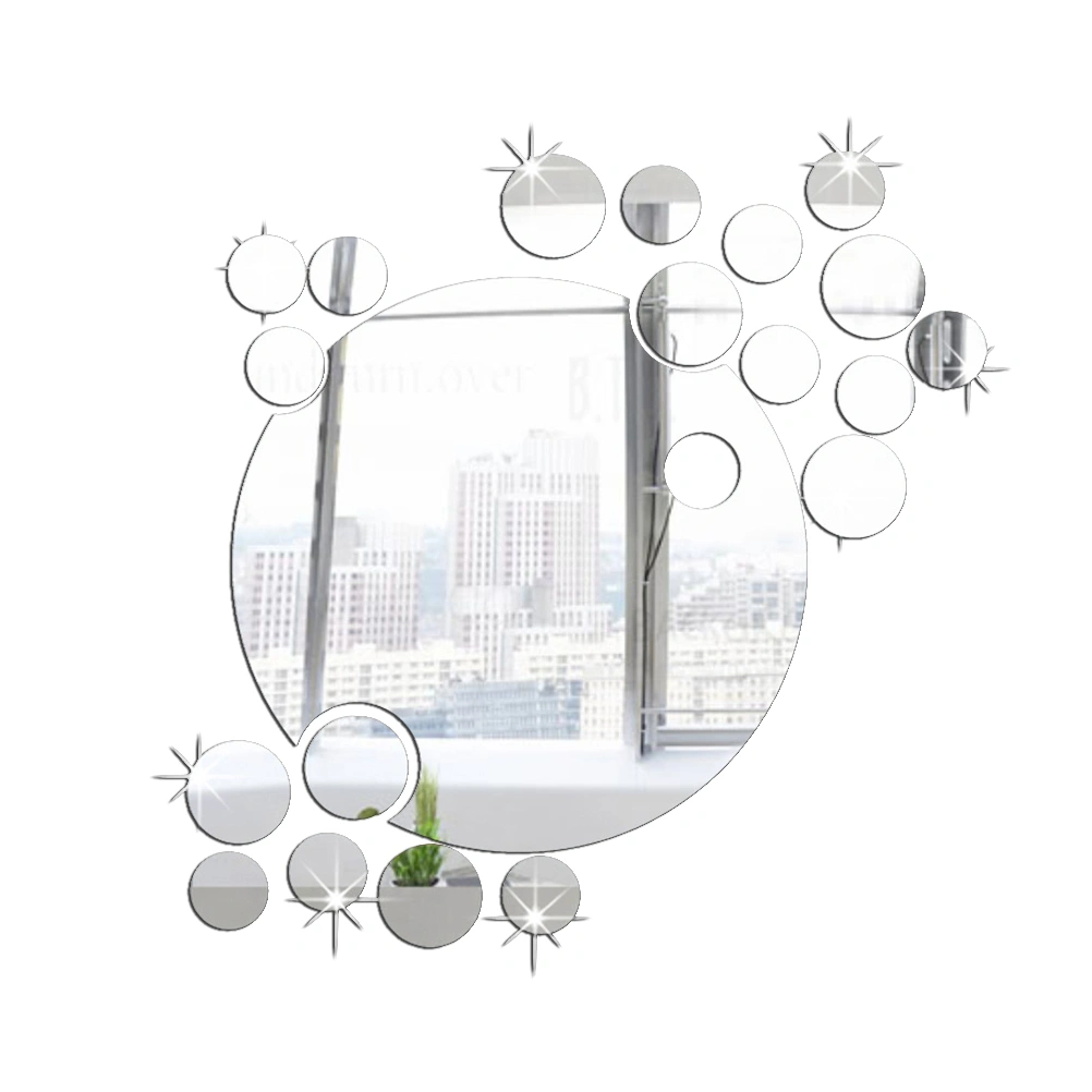 DIY Acrylic Art Sticker Mirror Circle Silver Mirror Wall Stickers Home Bedroom Office Decor Mural Decoration