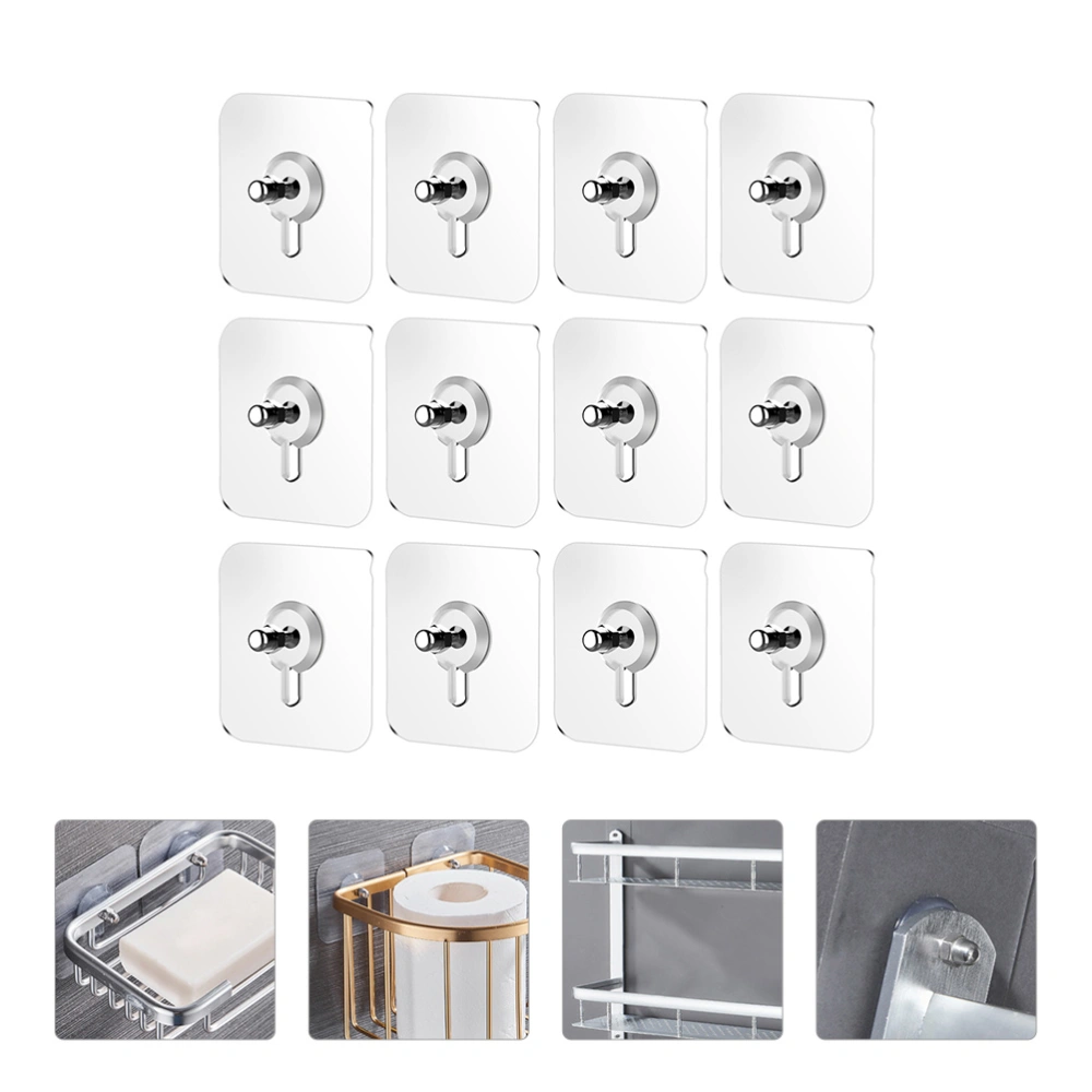 12 Pcs Self-adhesive Hanging Nail Sticker Traceless Screw Sticker Wall Hook Hanger