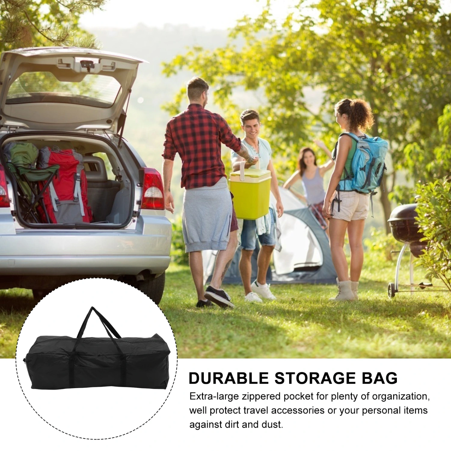 1 Pc Multipurpose Storage Bag Durable Large Capacity Weekender Bag (Black)