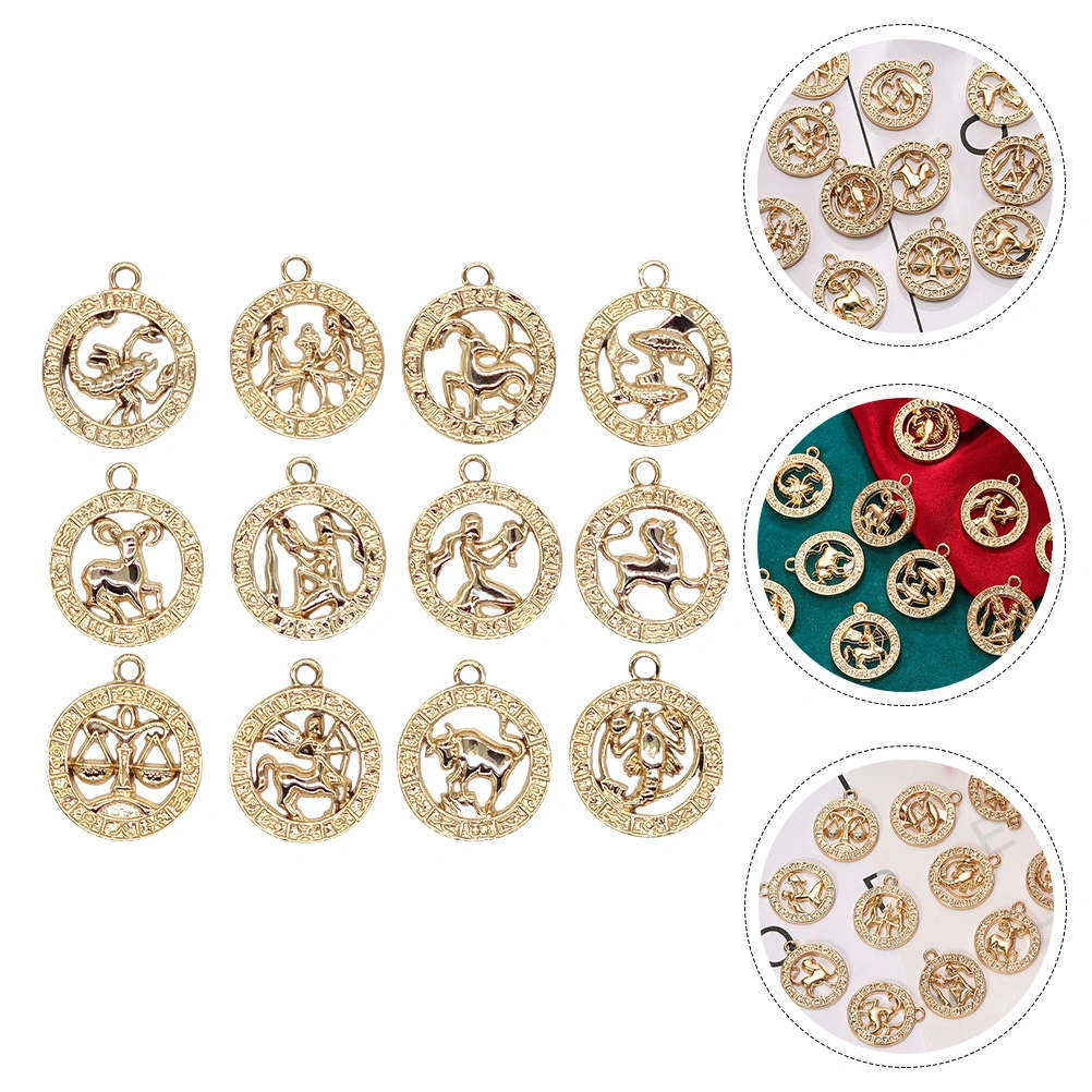 12pcs Unique Zodiac Hanging Ornaments DIY Handmade Jewelry Hanging Pendants