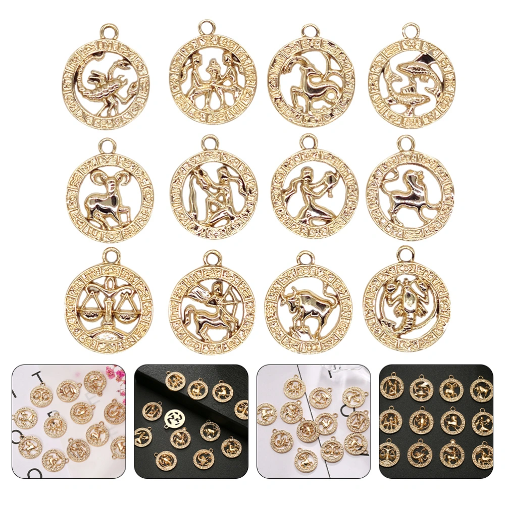 12pcs Unique Zodiac Hanging Ornaments DIY Handmade Jewelry Hanging Pendants