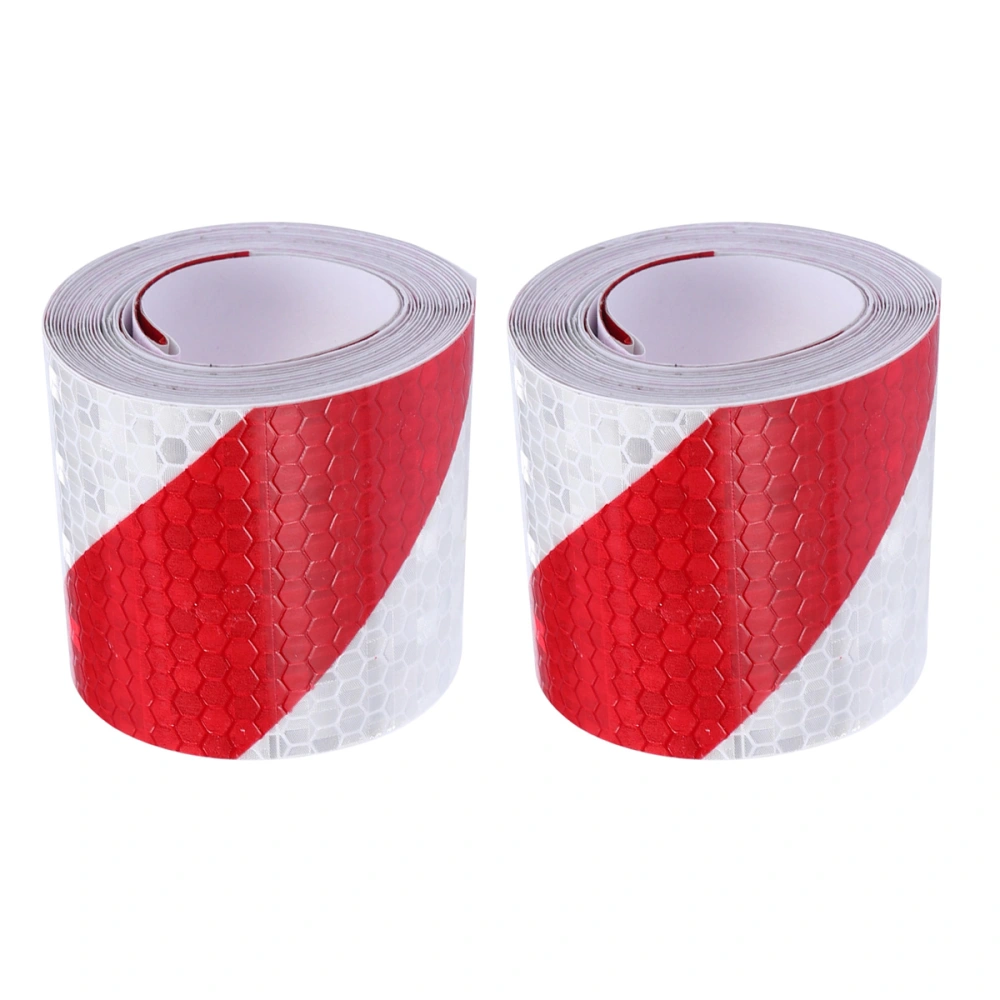 2 Rolls Reflective Safety Tape Car Train Warning Tape Reflective Strip 3m Red White Twill Stickers (Red+White)