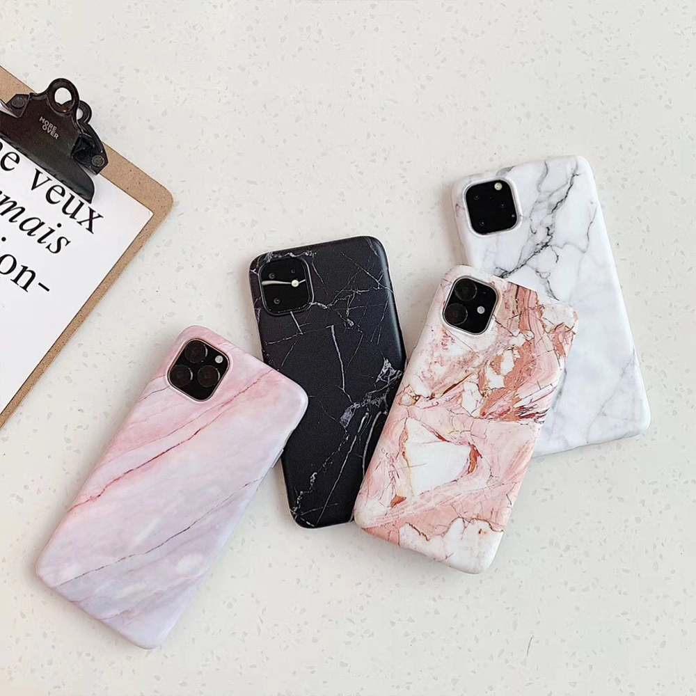 Phone Case Fashion Marble Texture Anti-fall Shockproof Phone Cover Phone Shell Compatible for iPhone 11 Pro Max (White)