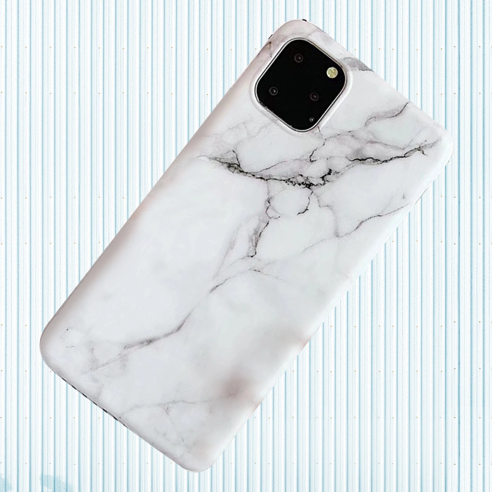 Phone Case Fashion Marble Texture Anti-fall Shockproof Phone Cover Phone Shell Compatible for iPhone 11 Pro Max (White)