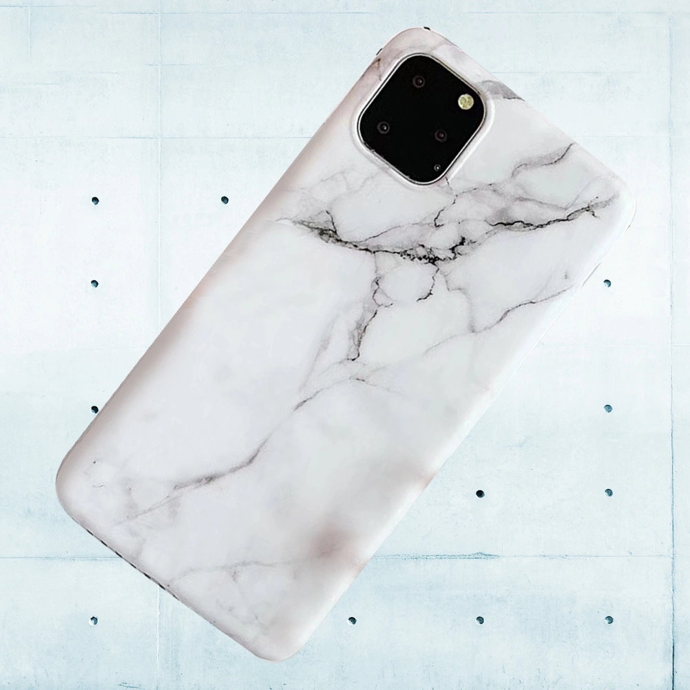 Phone Case Fashion Marble Texture Anti-fall Shockproof Phone Cover Phone Shell Compatible for iPhone 11 Pro Max (White)