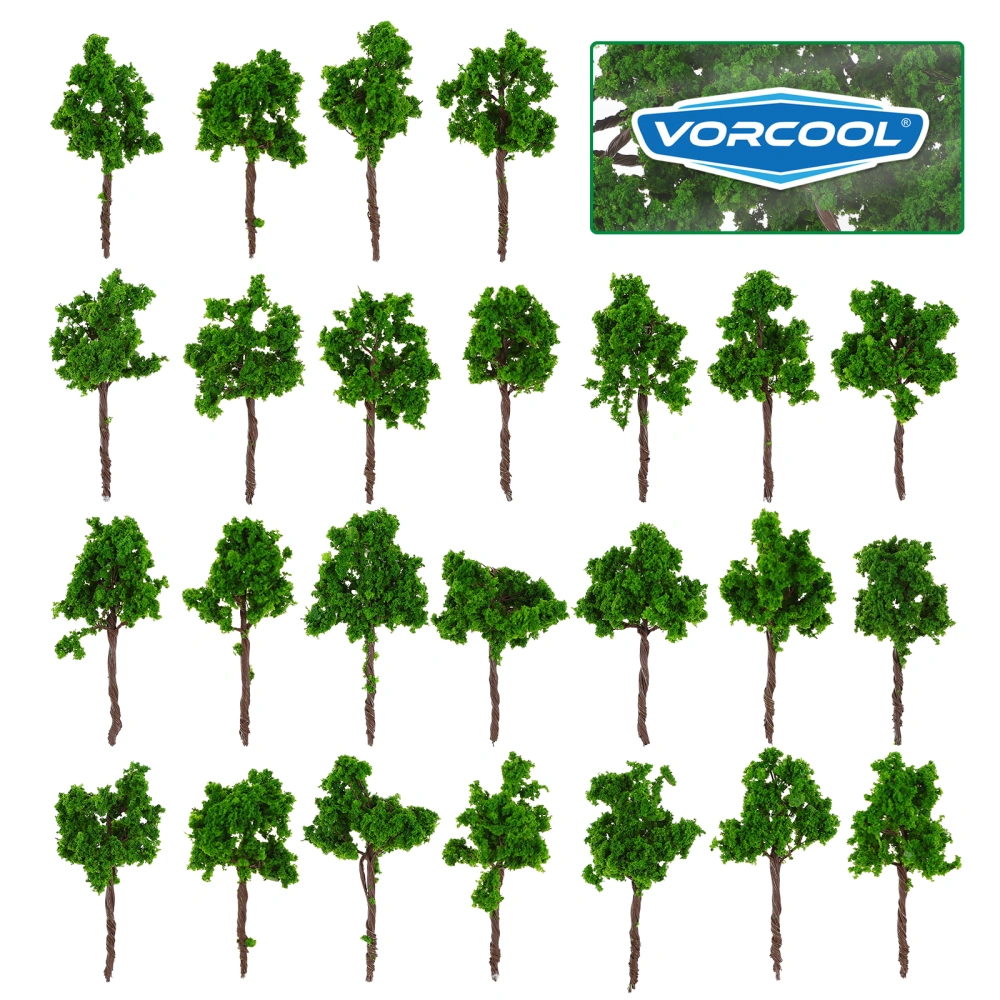 VORCOOL 25pcs 6cm Green Mini Tree Set Scenery Landscape Model Trees for DIY Landscape Scenery