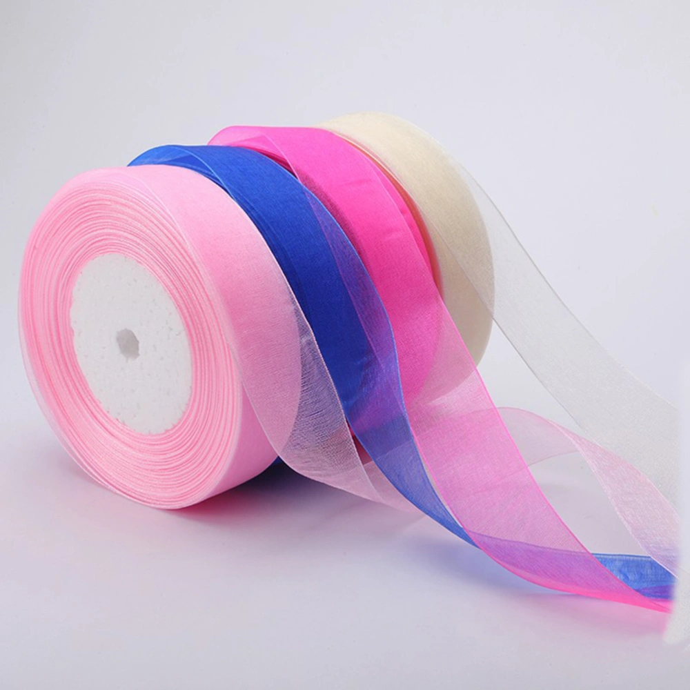 2CM Colorful Chiffon Organza Ribbon Wedding Party Decor Gift Packing Ribbon DIY Accessories Wrapping Wreath Decorations Prop Random Color