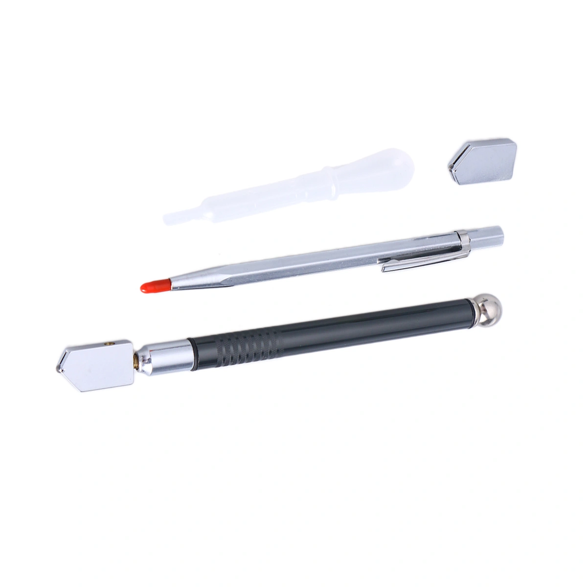 4 Pcs Glass Tools Kit Metal Handle Glass Cutter Cutting Tools for Cutting Mosaic Tiles Stained Glass with Scribe Engraving Pen Glass Cutter Replacement Head and Oil Dropper