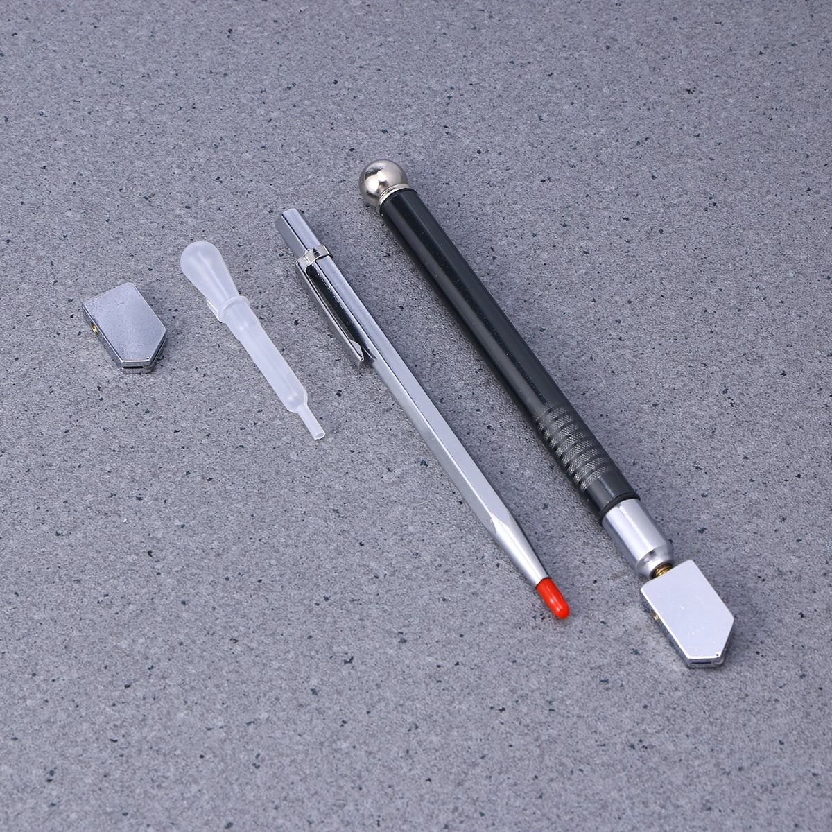 4 Pcs Glass Tools Kit Metal Handle Glass Cutter Cutting Tools for Cutting Mosaic Tiles Stained Glass with Scribe Engraving Pen Glass Cutter Replacement Head and Oil Dropper