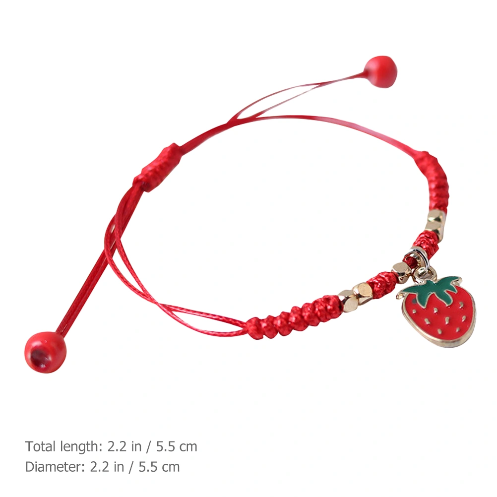 2Pcs Braided Bracelet Woven Bracelet Fruit Charm Wrist Rope Strawberry Bracelet Friendship Gift