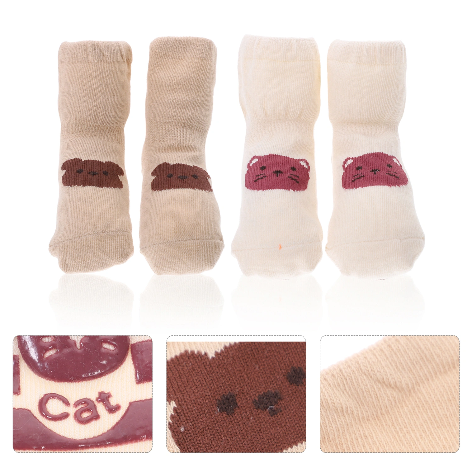 2 Pairs Toddler Anti-Slip Socks with Grips Walking Learning Socks for Baby Boys Girls