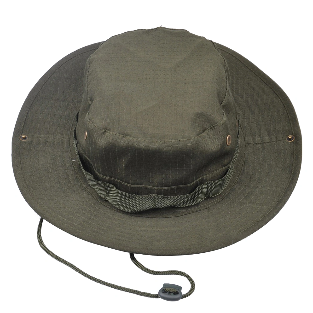 Outdoor Sunshade Fisherman Fishing Hat Sun Bucket Hat with String Wide Brim Hat for Men Women (Army Green)