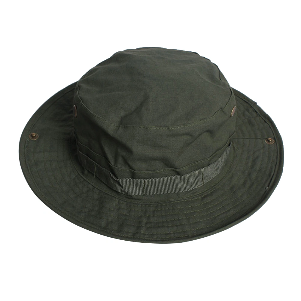 Outdoor Sunshade Fisherman Fishing Hat Sun Bucket Hat with String Wide Brim Hat for Men Women (Army Green)