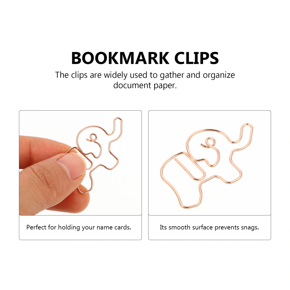 25pcs Creative Bookmark Clips Lovely Elephant Shaped Paper Clips Office Supplies