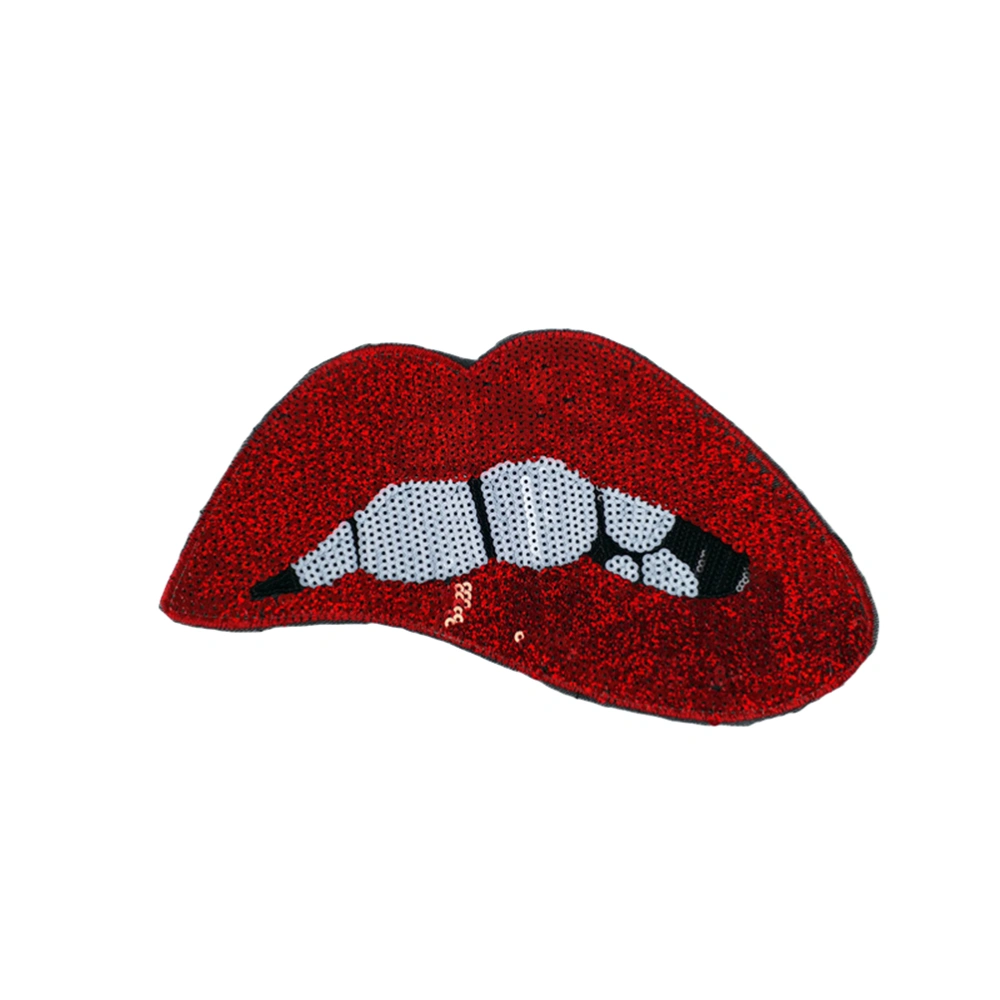 Lips Sequins Patches Embroidery Appliques for Clothes Sewing and Stick Craft Supply