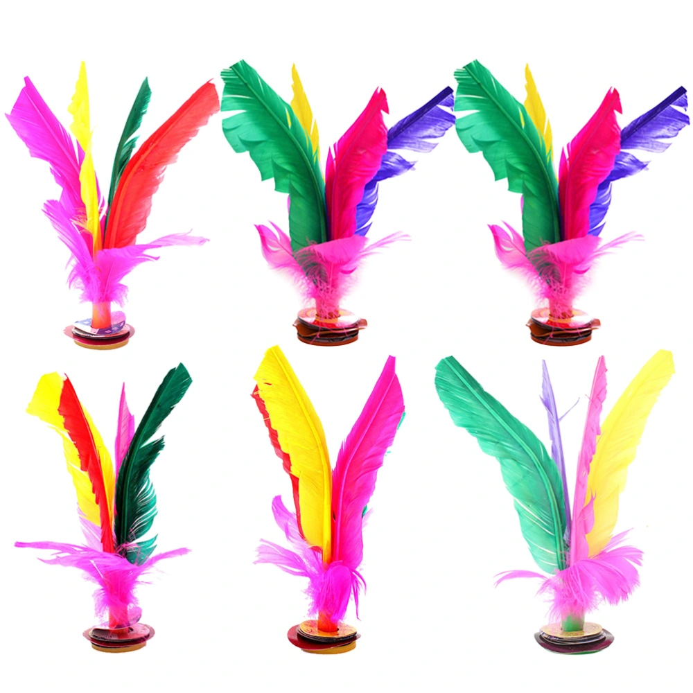 6pcs Goose Feather Kick Shuttlecock Colorful Foot Sports Toy Outdoor Games (Random Color)