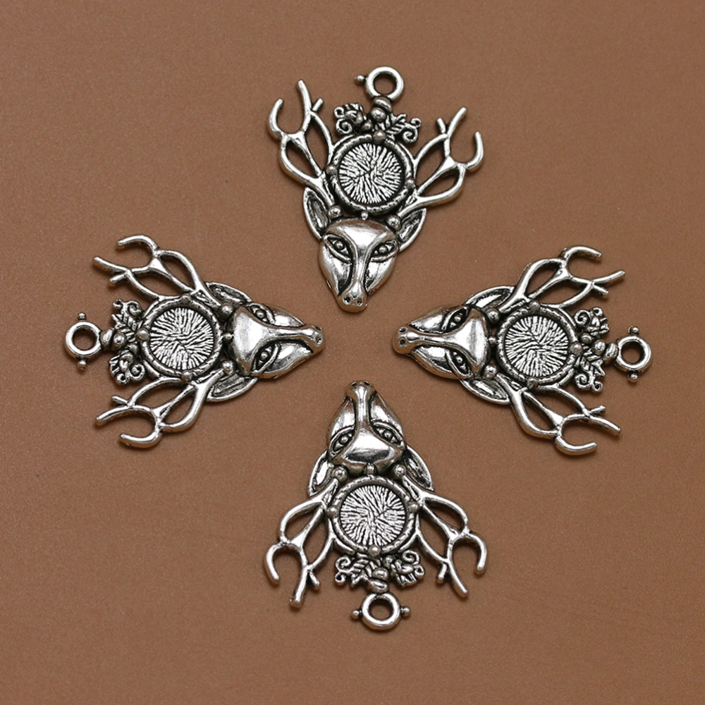 10pcs Delicate Alloy Deer Head Pendants Charms DIY Jewelry Making Accessory for Necklace Bracelet (Antique Silver)