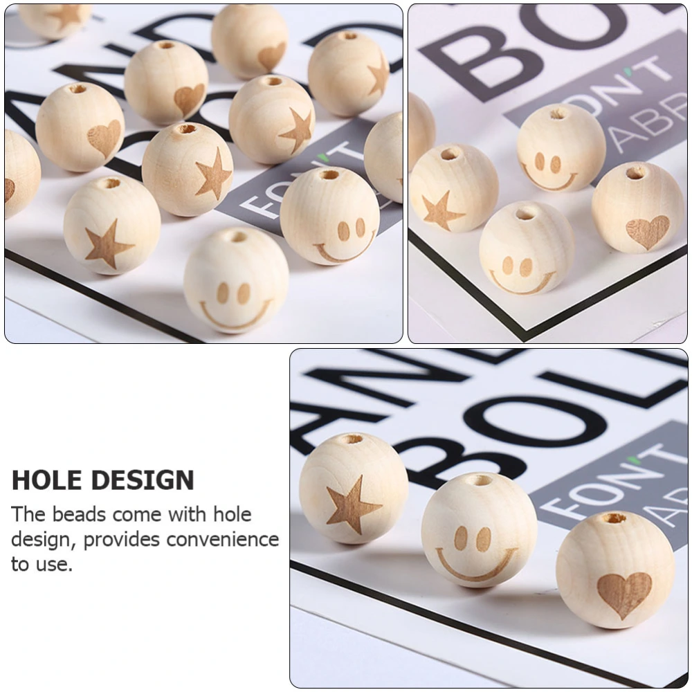 50pcs Wood Bead DIY Accessories Wood Handmade Bead DIY Loose Beads for Kids