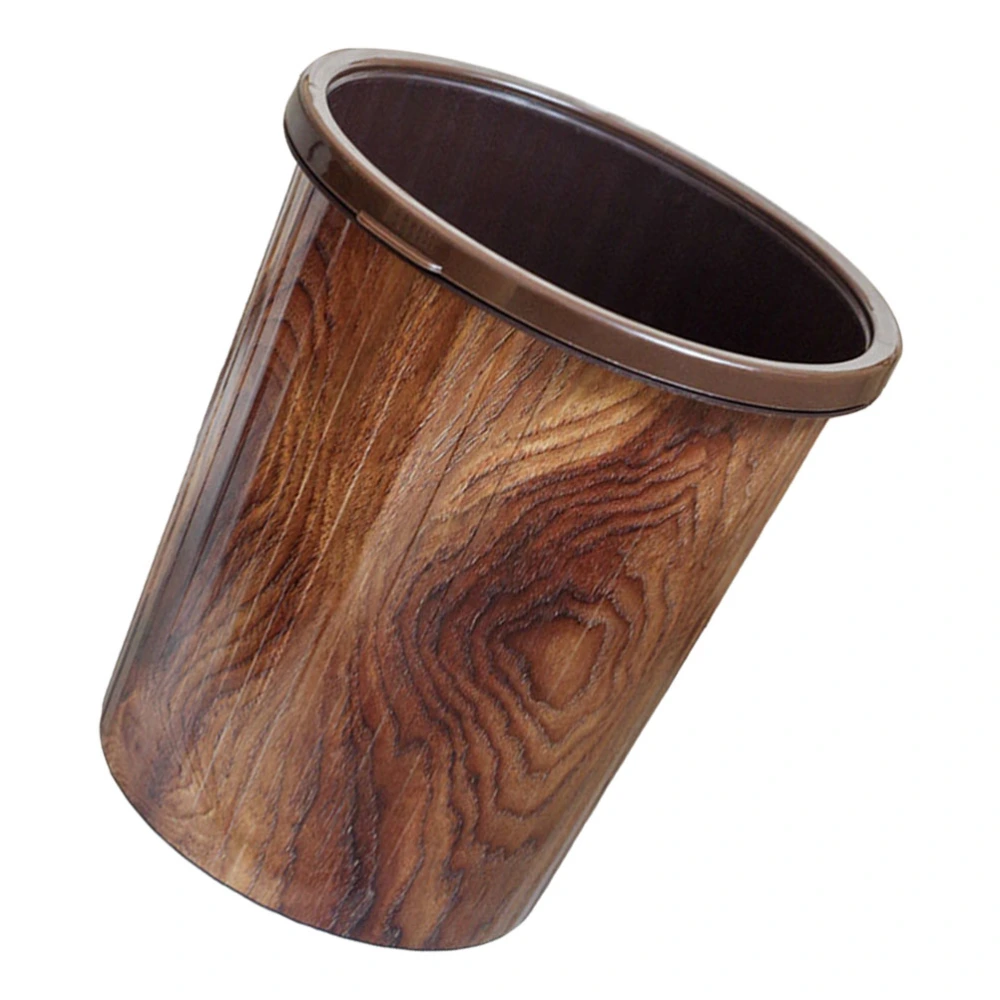 Imitation Wood Grain Trash Can With Pressing Ring Kitchen Garbage Can Home Supplies