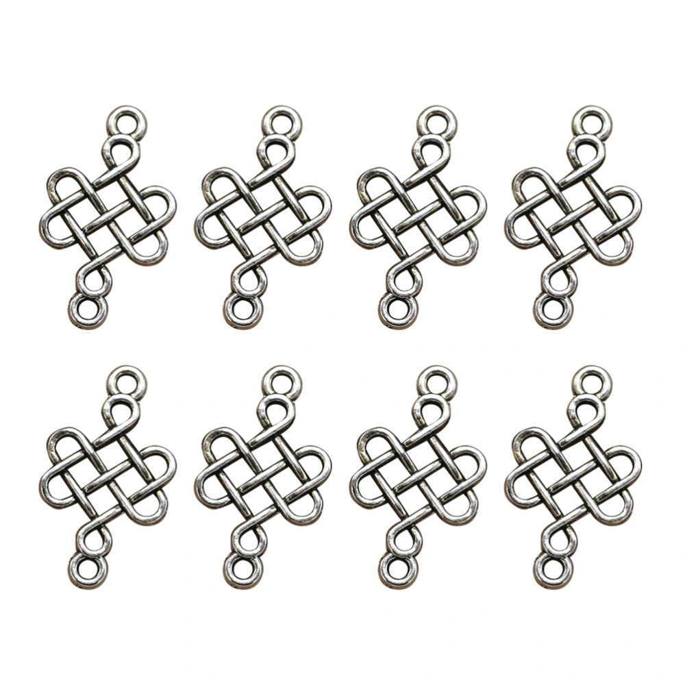 20pcs Alloy Hollow out Chinese Knot Pendant Charms DIY Jewelry Making Accessories for Necklace Bracelet (Antique Silver)