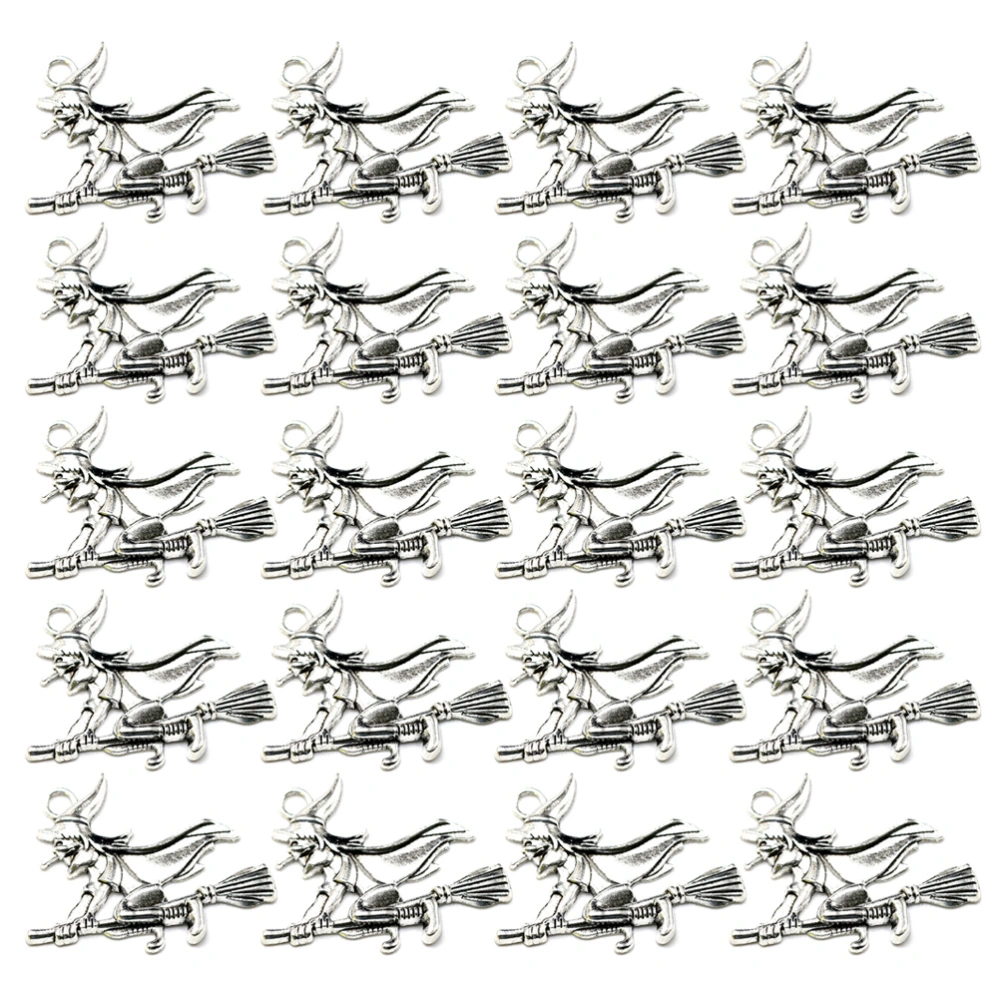 20pcs Fashion Witch Pendant DIY Alloy Charms Jewelry Making Accessories for Earrrings Necklace (Antique Silver)