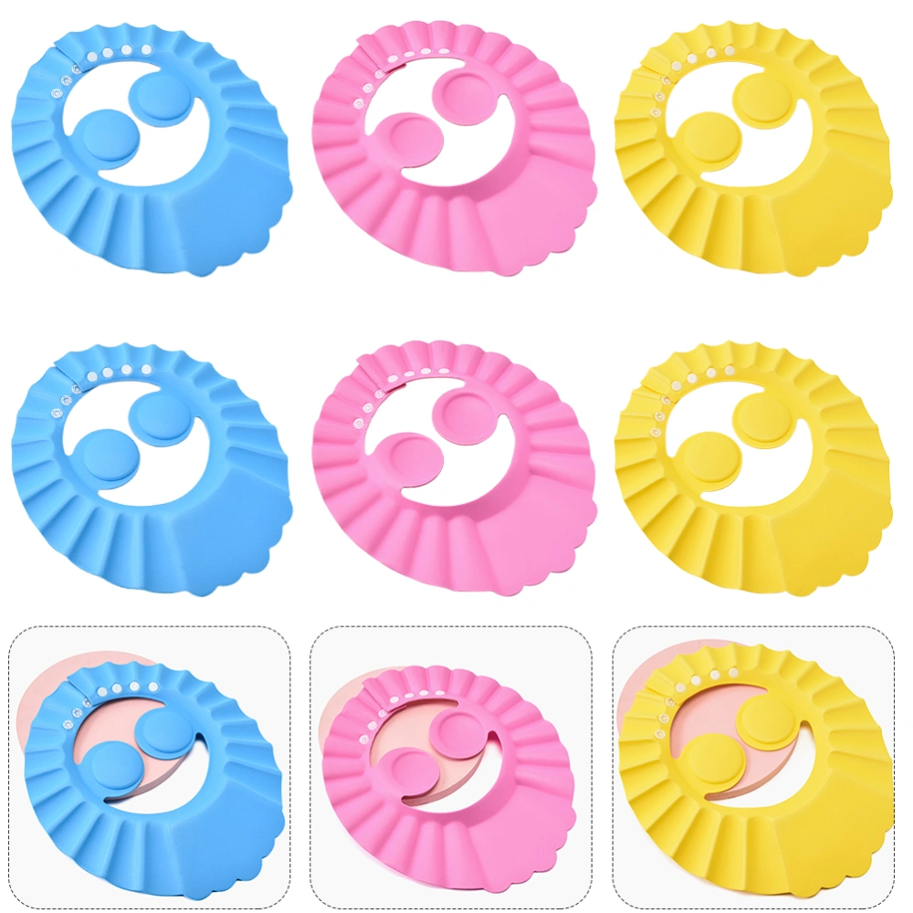 6pcs Adjustable Baby Shower Hats Infant Bath Shampoo Hats Baby Bath Supplies