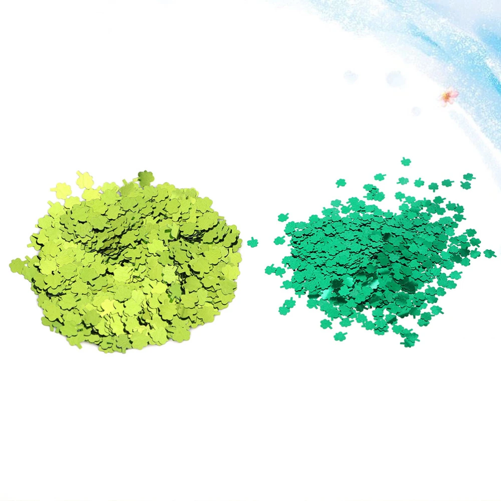 2 Packs Green Leaves Confetti Bright Shamrock Table Confetti Plastic Paillette Ornaments DIY Layout Accessary for St. Patricks Day Party(1 Pack Light Green and 1 Pack Dark Green)