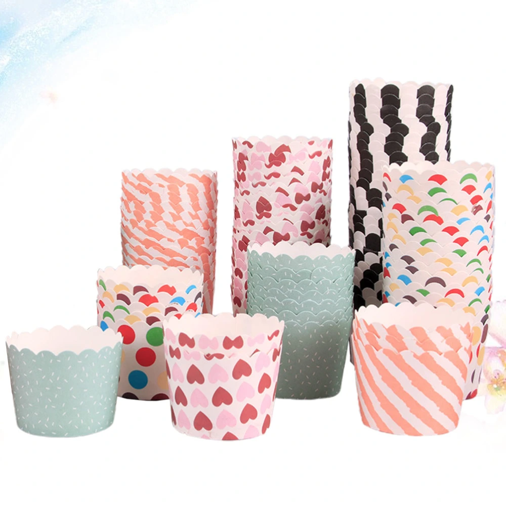 100pcs Muffin Paper Cup Cupcake Cups Holder Desserts Cups Party Favors Baking Cups for Bakery Dessert Shop (Mixed Pattern)