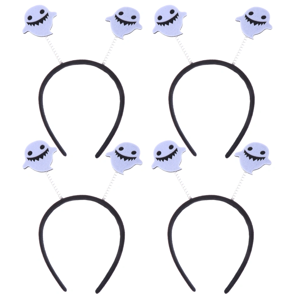 4pcs Halloween Decorative Headband Adorable Ghost Hair Bands Kids Hair Hoops Non-woven Headdress Party Favors Supplies Decorations