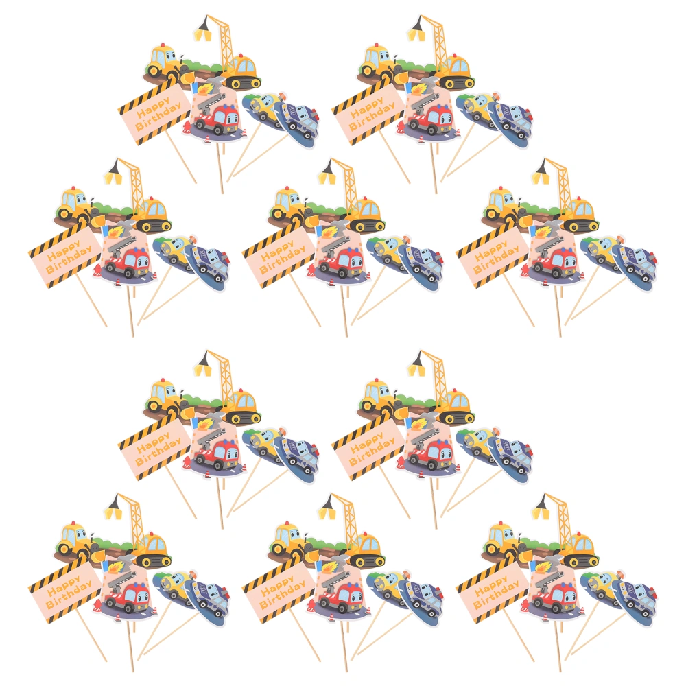 50pcs Car Design Cake Picks Pretty Cupcake Toppers Party Cake Decorations