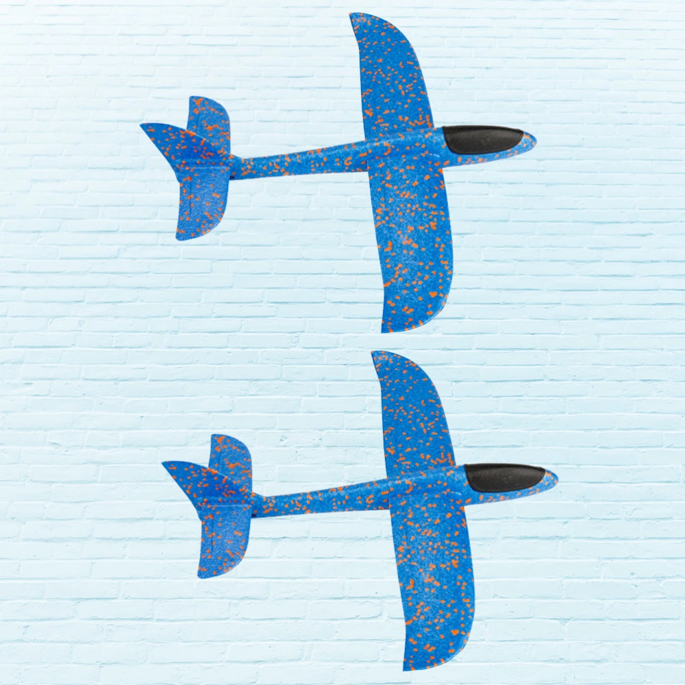 2 Pcs Airplane Model Manual Throwing Flying Glider Planes Common Shape Colored Doll for Children Kids Playing (Blue)