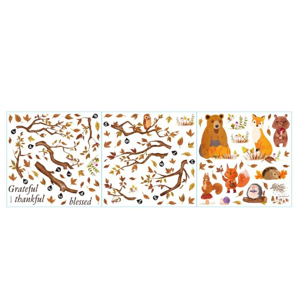 1 Sheet Wall Sticker Creative Maple Leaf Fruit Decal Thanksgiving Window Sticker