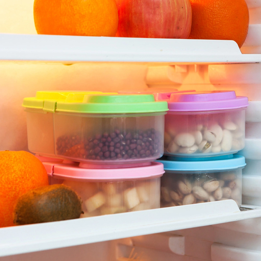 2 Grid Plastic Food Storage Container Refrigerator Crisper Box Fresh Fruit Snacks Storage Box (Blue)