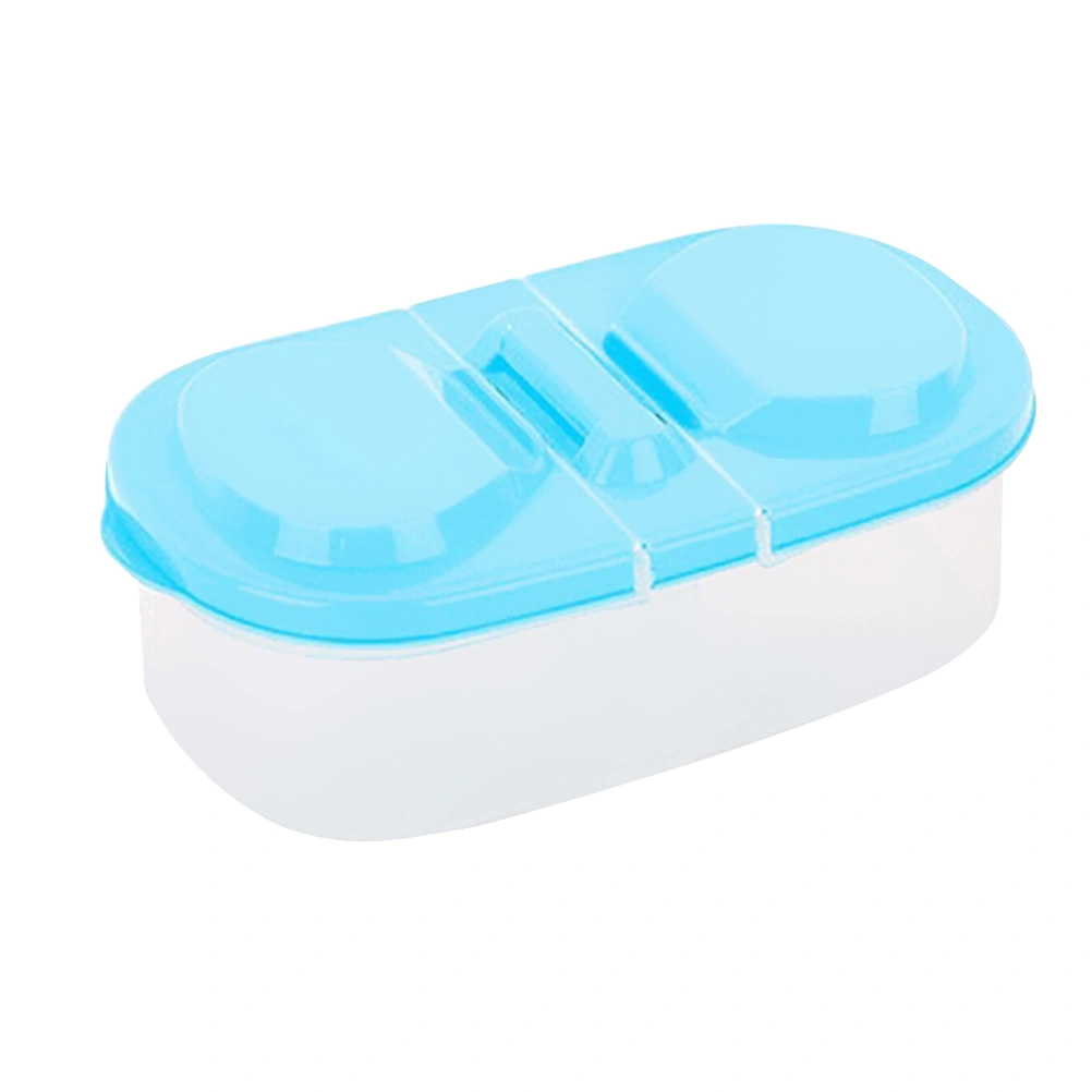 2 Grid Plastic Food Storage Container Refrigerator Crisper Box Fresh Fruit Snacks Storage Box (Blue)