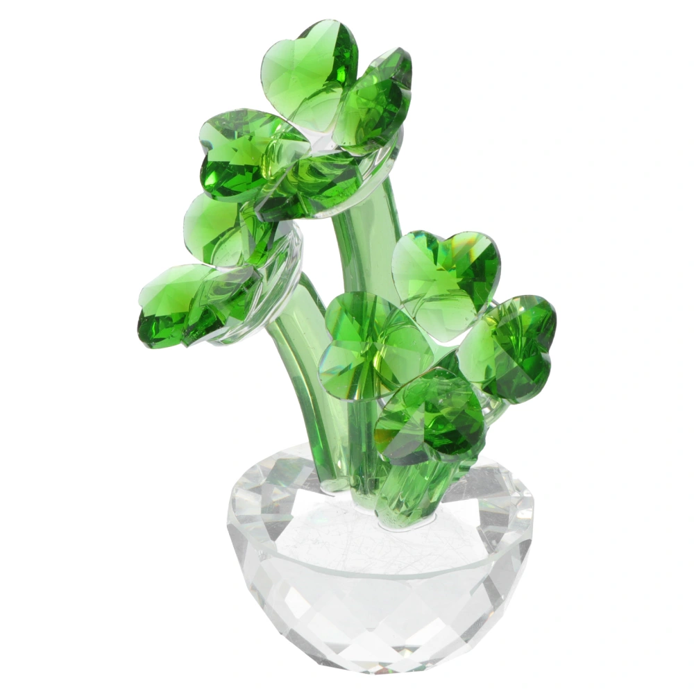 Home Four-leaf Clover Desktop Ornament Exquisite Clover Crystal Decor Car Decor