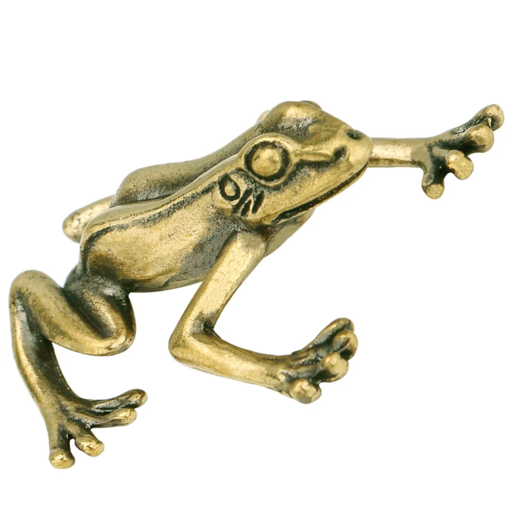 Retro Brass Frog-shape Statue Desktop Miniature Brass Toad Figurine Decor