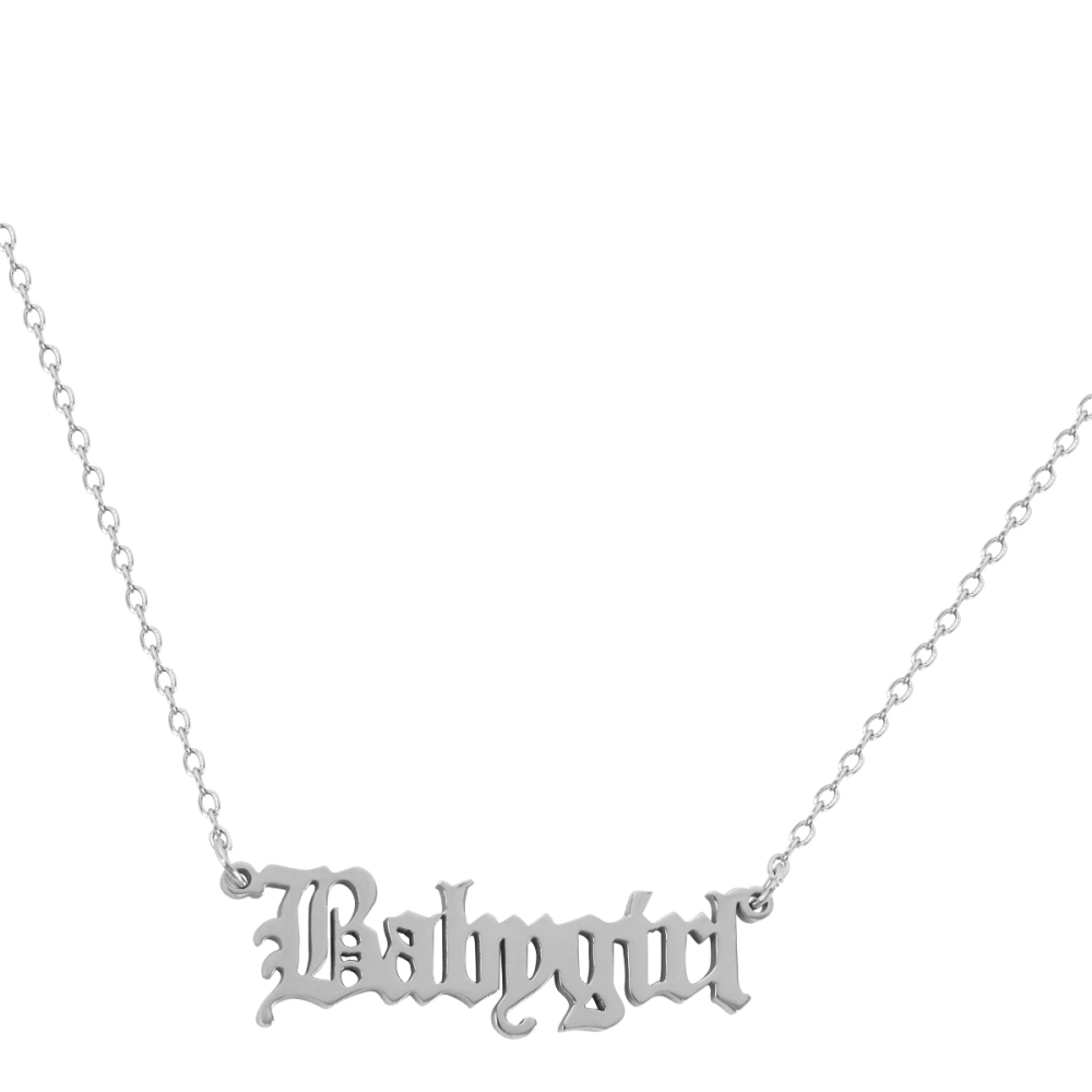 Stainless Steel Necklace English Letter Neck Chain Fashion Neck Pendant Neck Jewelry with Gift Box Silver