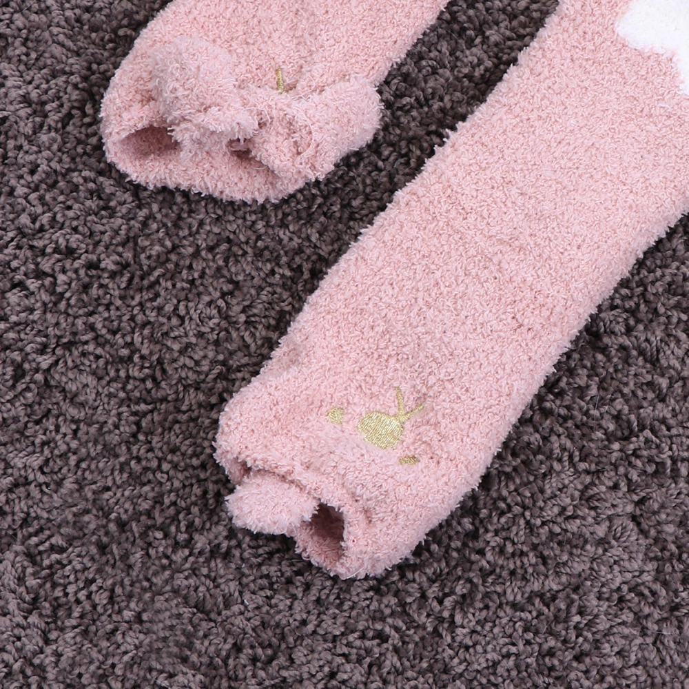 Fluffy Socks Fuzzy Animals Warm Socks Room Floor Socks for Men Women Free Size (Pink)