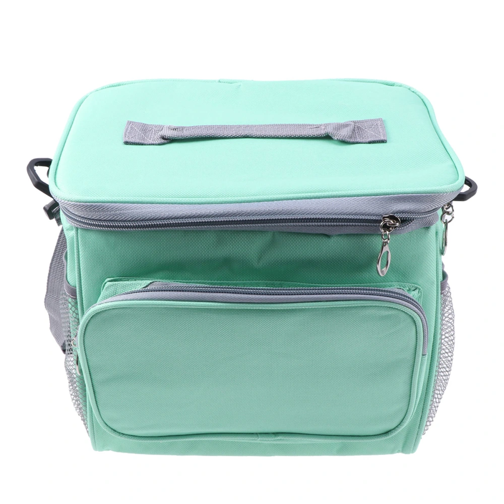 Oxford Cloth Picnic Food Thermal Cooler Lunch Box Bag Storage Organizers Portable Insulated Lunch Bag (Blue Green)