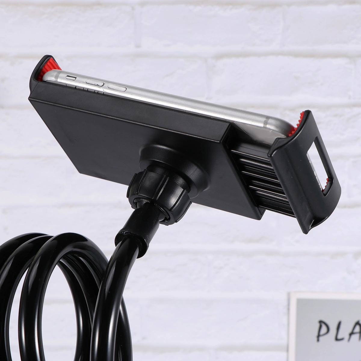 360 Degree Rotation Universal Phone Shelf Computer Holder Flexible Mobile Phone Stand Bendable Clip Style Desktop Bracket (Black)