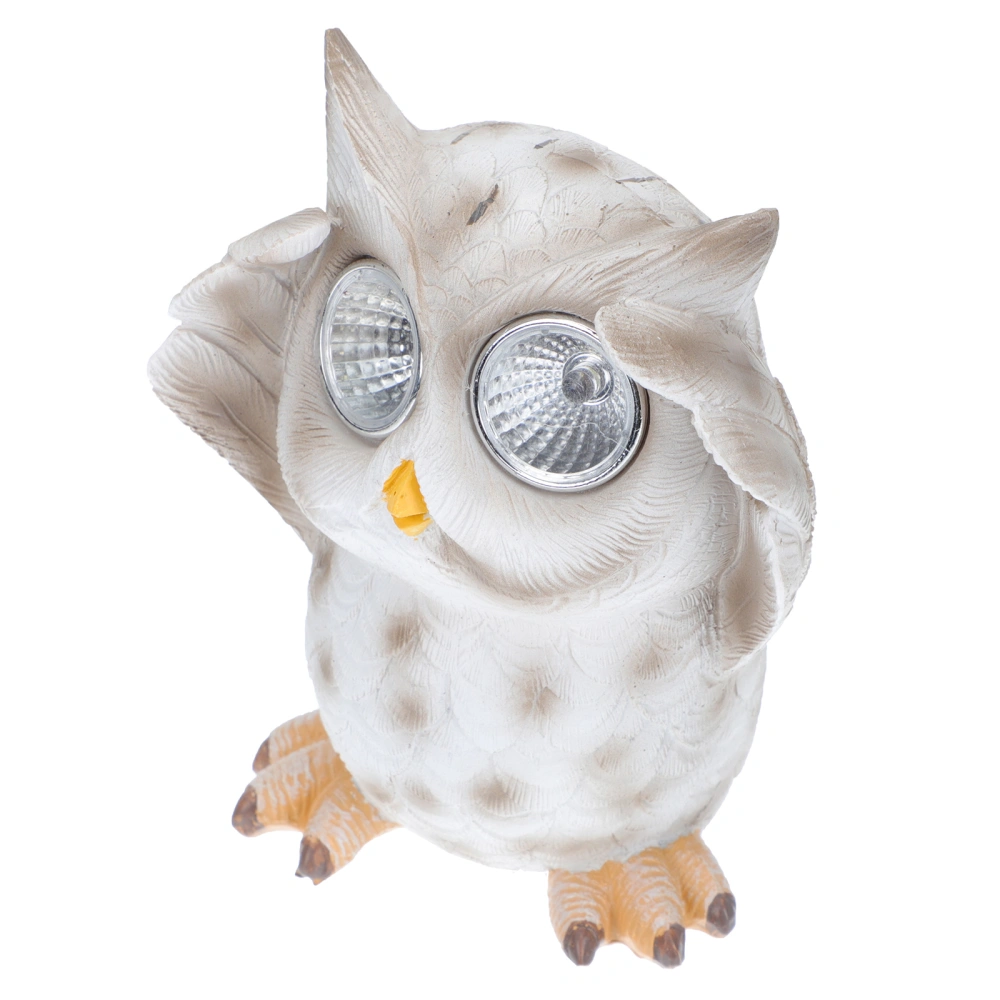 1pc Resin Craft Owl Garden Adornment Solar Glowing Outdoor Scene Adornment